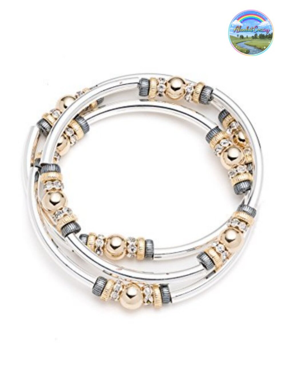 Nine West Set of 3 Stretch Bangles for Women, Stackable Fashion Jewelry Bangle